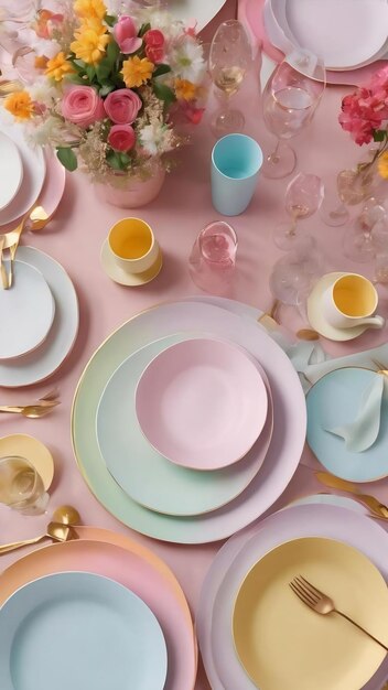 Stół z przygotowanymi talerzami